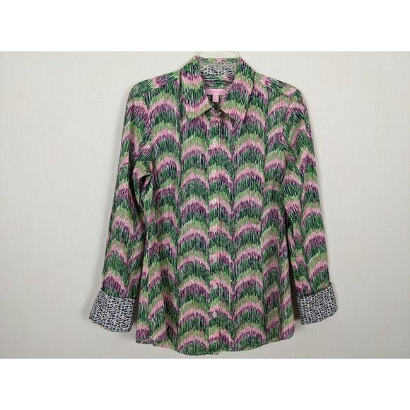 Lilly Pulitzer long sleeve button down cotton blouse sz 10 - Picture 1 of 9